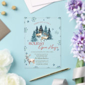Pine Tree Forest Reindeer Holiday Open House In アクリル招待状 (インサイチュ (ウェディング))