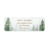 Pine Tree Forest Woodland Return Address ラベル (正面)