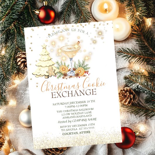 Pine Tree Gingerbread Cookies Cocktail Christmas 招待状