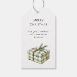 Pine Tree Green Plaid Christmas Gift ギフトタグ