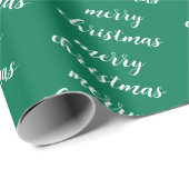 Pine Tree Green Template Merry Christmas Text Gift ラッピングペーパー (ロールコーナー)