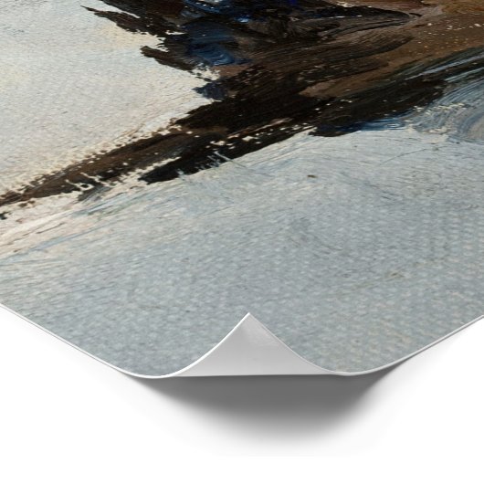 Pine tree island in water landscape art print ポスター (角)