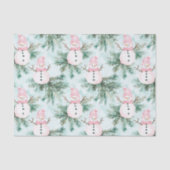 Pine Tree Pink White Snowman Girl Christmas 薄葉紙 (正面)