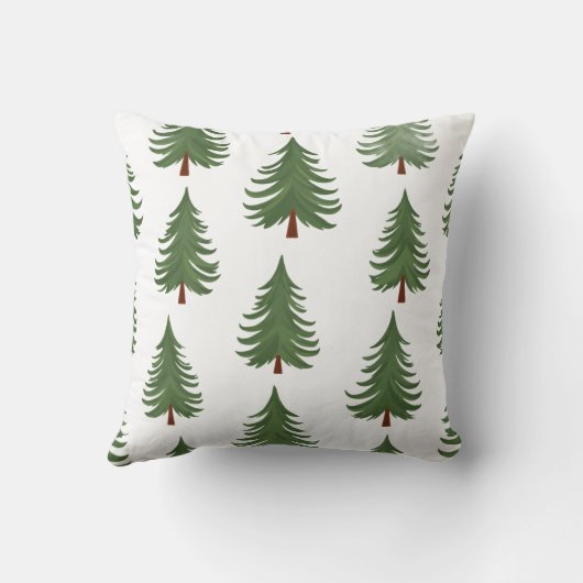 Pine Tree Repeat Pattern – Evergreen Forest Design クッション (裏面)
