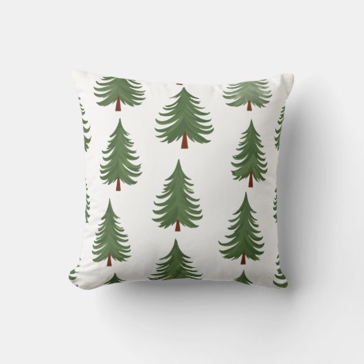 Pine Tree Repeat Pattern – Evergreen Forest Design クッション (正面)