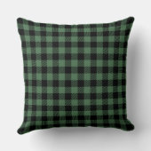 Pine Tree Rustic Buffalo Plaid Black Green クッション (裏面)