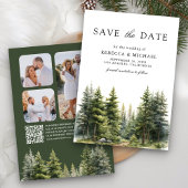 Pine Trees Forest Photo QR Code Wedding セーブザデート