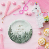 Pine Trees Forest Woodland Adventure Wedding ペーパープレート (パーティー)