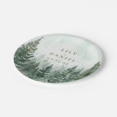 Pine Trees Forest Woodland Adventure Wedding ペーパープレート (アングル)