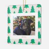 Pine Trees Holiday Photo セラミックオーナメント (左)