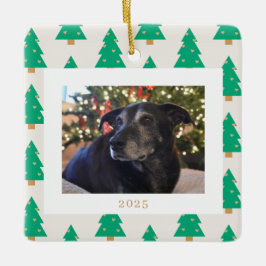 Pine Trees Holiday Photo セラミックオーナメント