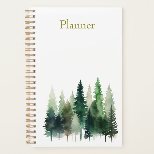 Pine Trees Watercolor Annual Planner プランナー手帳 (正面)