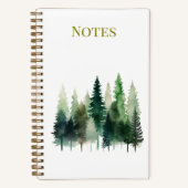 Pine Trees Watercolor Spiral Notebook  ノートブック (正面)