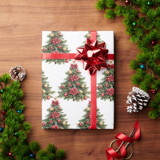 Pine Vintage Christmas Tree Gift ラッピングペーパー (クリスマスギフト)
