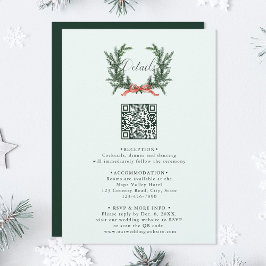 Pine Wreath Wedding QR Code Details Mint Green エンクロージャーカード