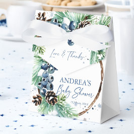 Pine wreath winter baby shower favors personalized フェイバーボックス