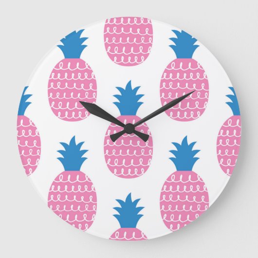 Pineappleおもしろい、ヴィンテージシームレスデザイン。 ラージ壁時計 (正面)