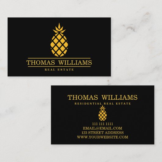 Pineappleエレガントロゴ（黒） 名刺 (正面/裏面)