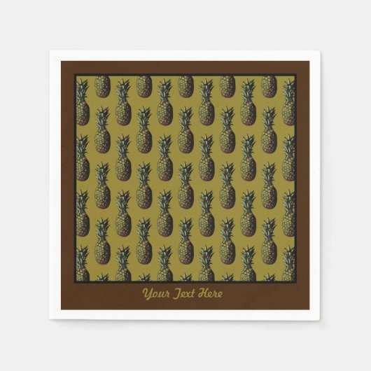Pineapple紙ナプキンス – オプションのパーソナライズ スタンダードカクテルナプキン (正面)