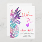 Pineapple,ハートの新しいアドレス 案内ポストカード (正面/裏面)