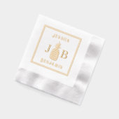 Pineapple #87カップル2イニシャルモノグラム名FrCA 箔ナプキン (左)