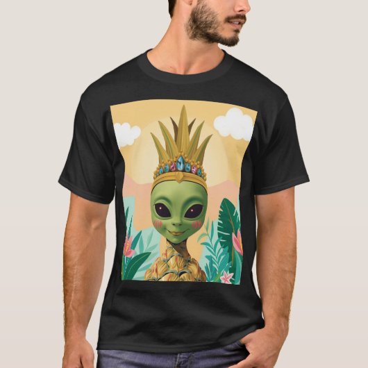 Pineapple Alien – Tropical Funny Fruit Art Tシャツ (正面)
