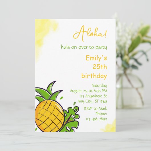 Pineapple birthday party invitation template 招待状 (スタンド正面)
