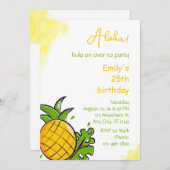 Pineapple birthday party invitation template 招待状 (正面/裏面)