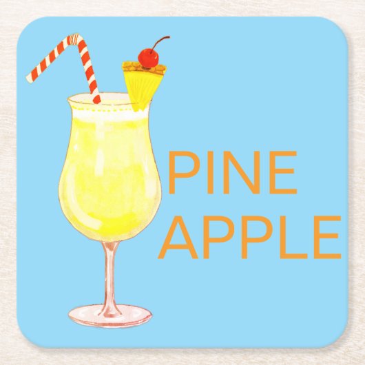 Pineapple cocktail スクエアペーパーコースター (正面)