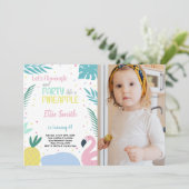 Pineapple & Flamingo誕生日招待状w photo 招待状 (スタンド正面)