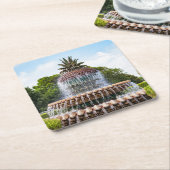 Pineapple Fountain in Charleston, SC スクエアペーパーコースター (アングル)