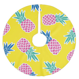 Pineapple Frenzy:明るい漫画ヴィンテージ。 ブラッシュドポリエステルツリースカート