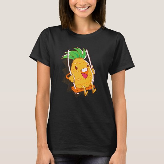 Pineapple Fruit Figurine Rocking Vegetarian Vegan Tシャツ (正面)