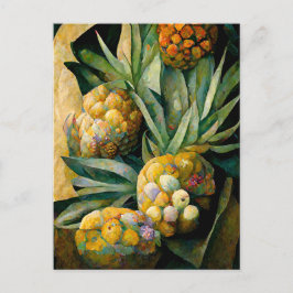 Pineapple fruit in abstract modern painting. ポストカード