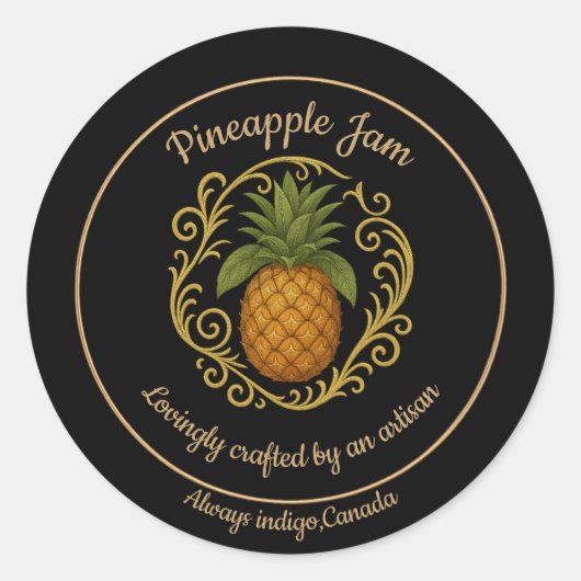 Pineapple Glow – Artisan Jam Label ラウンドシール (正面)