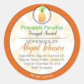 Pineapple Homemade Body Butter or Jelly Label ラウンドシール (正面)
