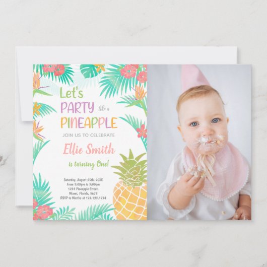 Pineapple Invitations with photo 招待状 (正面)