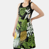 Pineapple Mango:ブラックヴィンテージイラストレーション。 エプロン (インサイチュ)