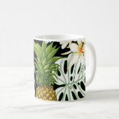 Pineapple Mango:ブラックヴィンテージイラストレーション。 コーヒーマグカップ (正面右)