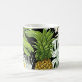 Pineapple Mango:ブラックヴィンテージイラストレーション。 コーヒーマグカップ (中央)