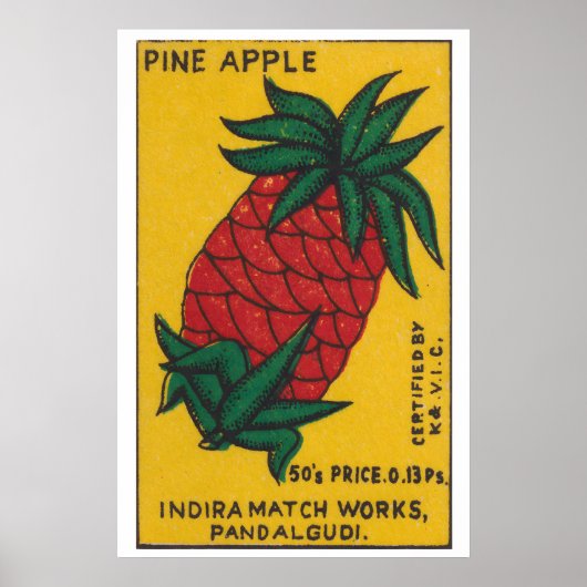 Pineapple - Matchbox Print - India Wall Art ポスター (正面)