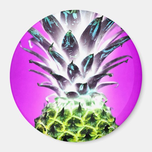 Pineapple neon colorful tropical fruit Hawaiian マグネット (正面)