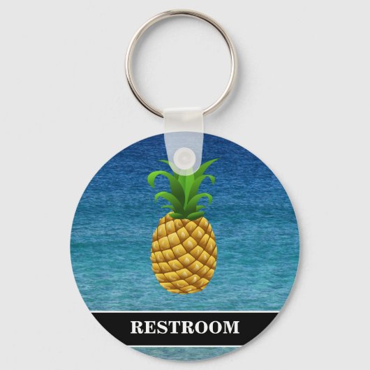 Pineapple on海バックグラウンドトイレ キーホルダー (正面)