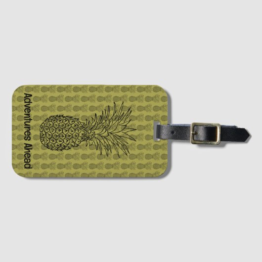 Pineapple on Green Background Pattern ラゲッジタグ (正面横)