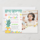 Pineapple Party Birthday Invitations with photo 招待状 (正面)