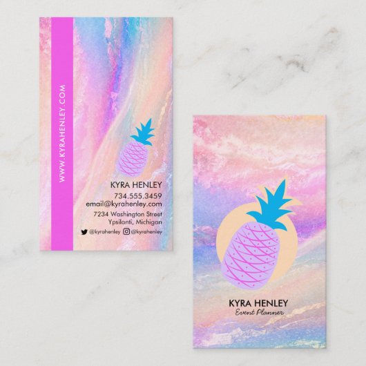 Pineapple Pastel Holographic Any Service Business 名刺 (正面/裏面)