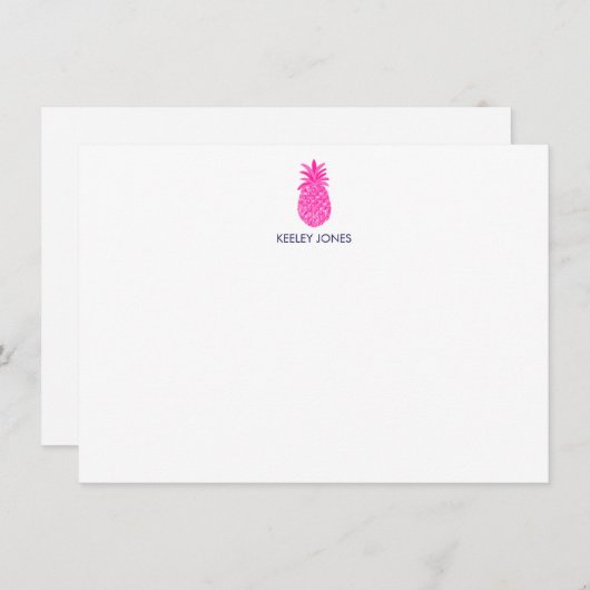 Pineapple Personalized Flat Note Card ノートカード (正面/裏面)
