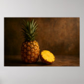 Pineapple & Pineapple Slice Rustic Grunge Photo ポスター (正面)
