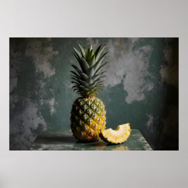 Pineapple & Pineapple Slice Rustic Grunge Photo ポスター