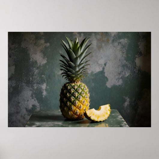 Pineapple & Pineapple Slice Rustic Grunge Photo ポスター (正面)